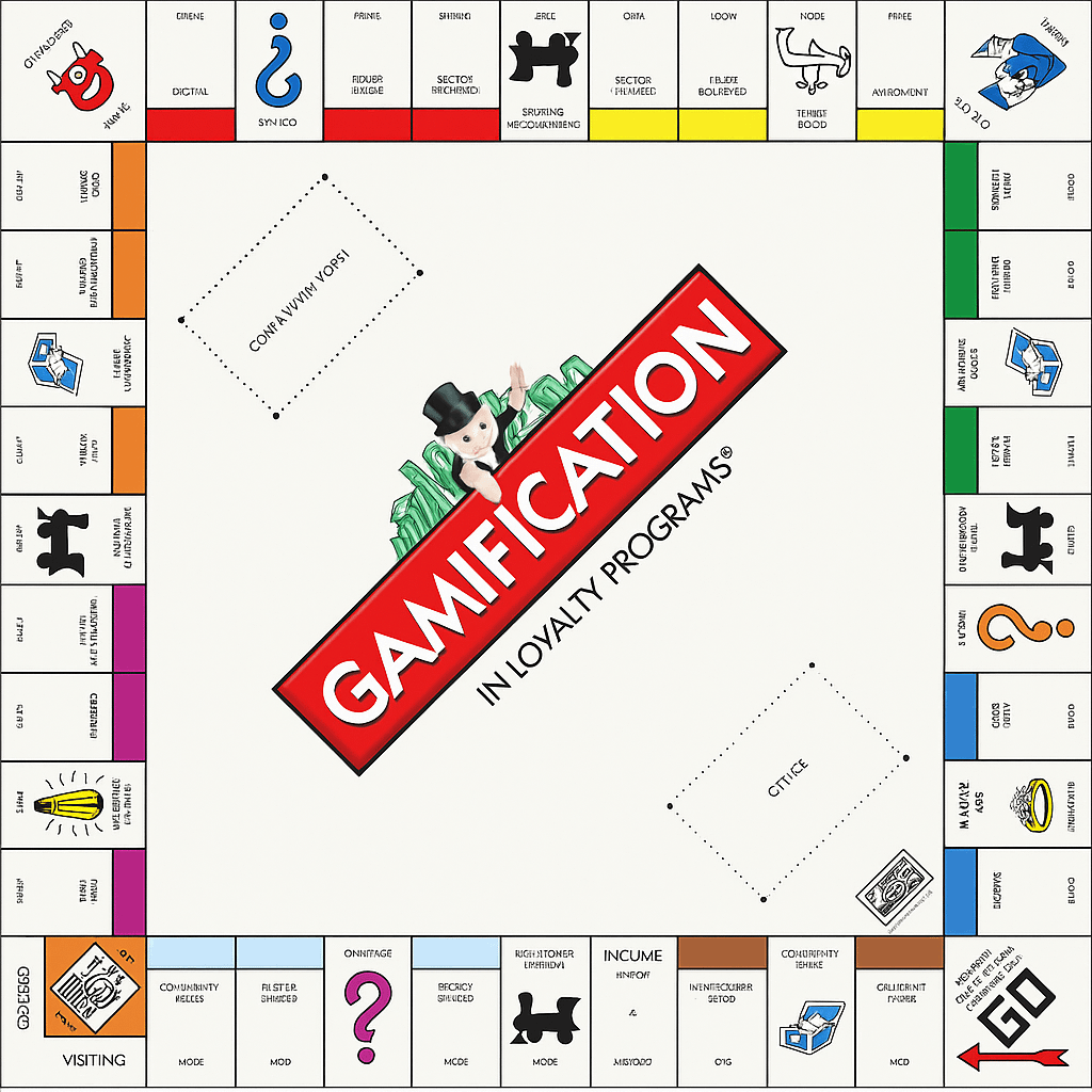 Monopoly-style game board labelled “Gamification,” symbolising how game mechanics drive user engagement in AR marketing campaigns.