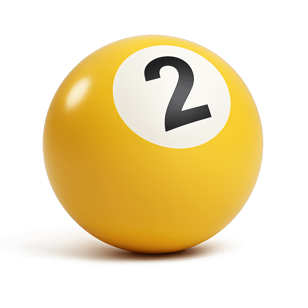 Lotto247 golden lottery ball with the number 2.