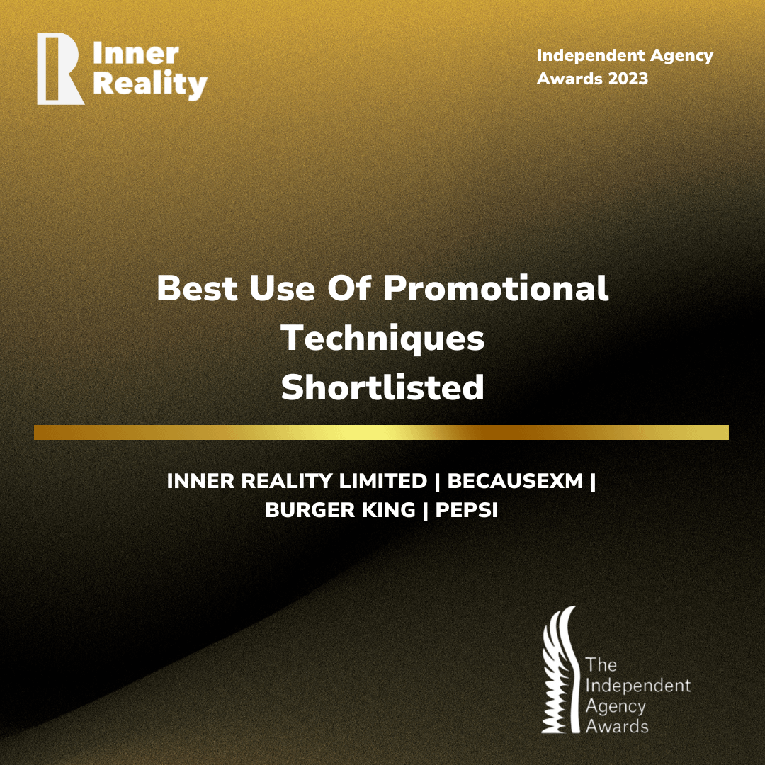 Best Use Of Promotional Techniques Shortlisted for Inner Reality's augmented reality marketing platform.